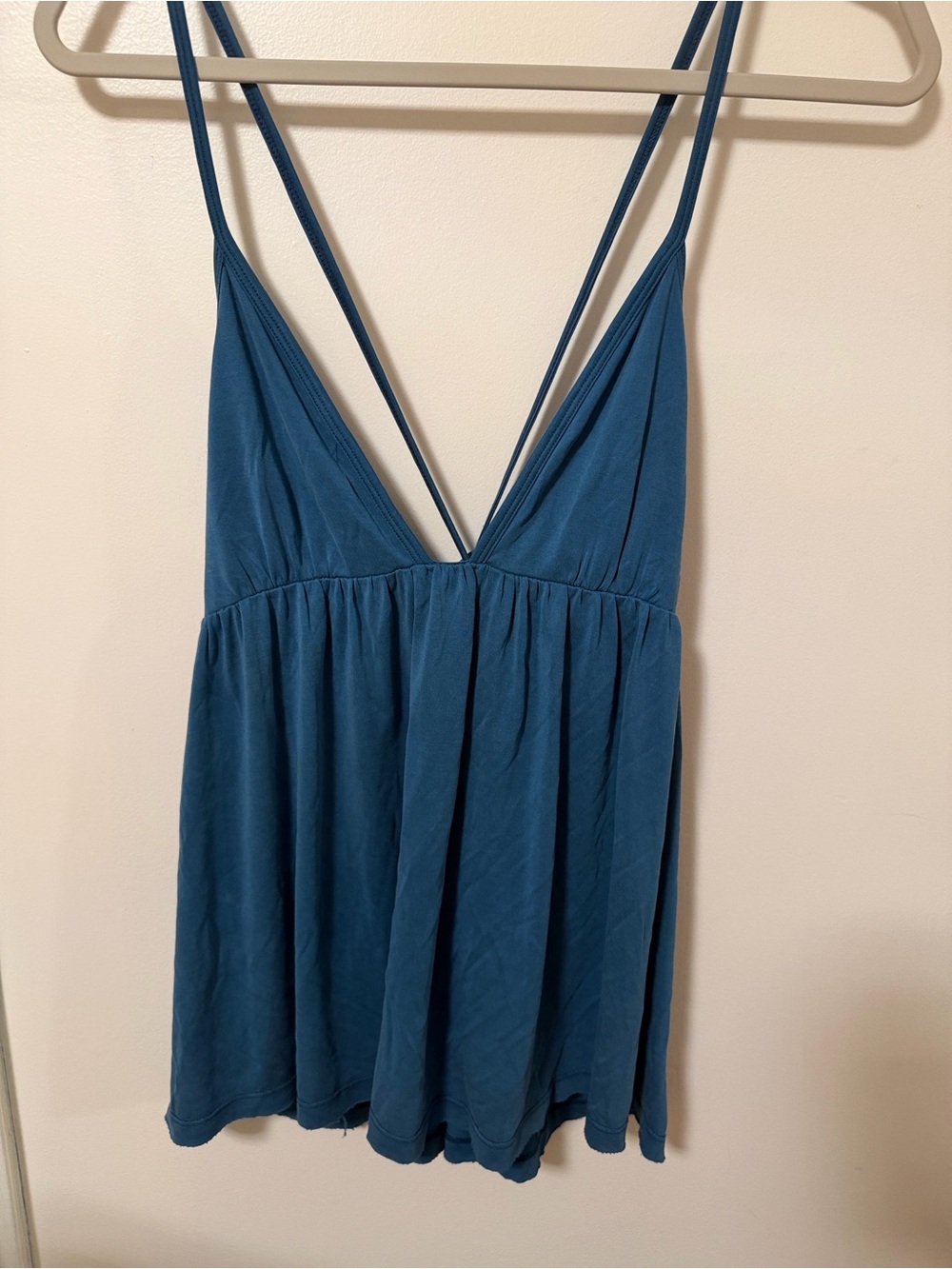 FREE PEOPLE Women’s Teal V-Neck Spaghetti Strap Tank Top